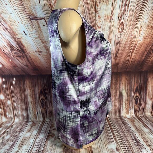 Chico's Sz 2 US 12 Large Purple Gray Scoop Neck Sleeveless Tank Top Shirt Blouse - Picture 4 of 9